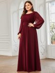 Chiffon High Empire Waist Puff Sleeve Mother Dress – Burgundy