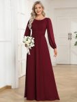 Chiffon High Empire Waist Puff Sleeve Mother Dress – Burgundy