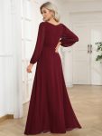 Chiffon High Empire Waist Puff Sleeve Mother Dress – Burgundy