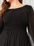 Chiffon High Empire Waist Puff Sleeve Mother Dress – Black