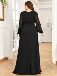 Chiffon High Empire Waist Puff Sleeve Mother Dress – Black