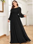 Chiffon High Empire Waist Puff Sleeve Mother Dress – Black