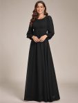 Chiffon High Empire Waist Puff Sleeve Mother Dress – Black