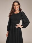 Chiffon High Empire Waist Puff Sleeve Mother Dress – Black