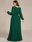 Chiffon High Empire Waist Puff Sleeve Mother Dress – Dark Green