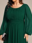 Chiffon High Empire Waist Puff Sleeve Mother Dress – Dark Green