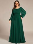 Chiffon High Empire Waist Puff Sleeve Mother Dress – Dark Green