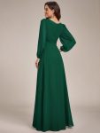 Chiffon High Empire Waist Puff Sleeve Mother Dress – Dark Green