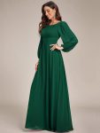 Chiffon High Empire Waist Puff Sleeve Mother Dress – Dark Green