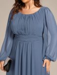 Chiffon High Empire Waist Puff Sleeve Mother Dress – Dusty Navy