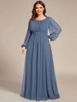 Chiffon High Empire Waist Puff Sleeve Mother Dress – Dusty Navy