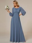 Chiffon High Empire Waist Puff Sleeve Mother Dress – Dusty Navy