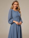 Chiffon High Empire Waist Puff Sleeve Mother Dress – Dusty Navy