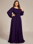 Chiffon High Empire Waist Puff Sleeve Mother Dress – Dark Purple