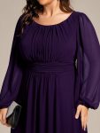 Chiffon High Empire Waist Puff Sleeve Mother Dress – Dark Purple