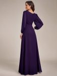 Chiffon High Empire Waist Puff Sleeve Mother Dress – Dark Purple