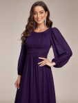 Chiffon High Empire Waist Puff Sleeve Mother Dress – Dark Purple