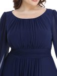 Chiffon High Empire Waist Puff Sleeve Mother Dress – Navy Blue