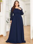 Chiffon High Empire Waist Puff Sleeve Mother Dress – Navy Blue