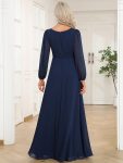 Chiffon High Empire Waist Puff Sleeve Mother Dress – Navy Blue