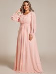 Chiffon High Empire Waist Puff Sleeve Mother Dress – Pink