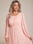 Chiffon High Empire Waist Puff Sleeve Mother Dress – Pink