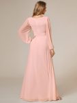 Chiffon High Empire Waist Puff Sleeve Mother Dress – Pink