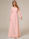 Chiffon High Empire Waist Puff Sleeve Mother Dress – Pink