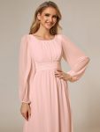 Chiffon High Empire Waist Puff Sleeve Mother Dress – Pink