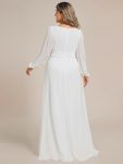 Chiffon High Empire Waist Puff Sleeve Mother Dress – White