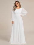 Chiffon High Empire Waist Puff Sleeve Mother Dress – White