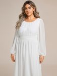 Chiffon High Empire Waist Puff Sleeve Mother Dress – White