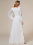 Chiffon High Empire Waist Puff Sleeve Mother Dress – White