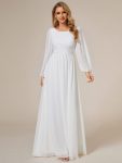 Chiffon High Empire Waist Puff Sleeve Mother Dress – White