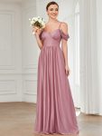 Draped Sleeve Cold Shoulder Sweetheart Bridesmaid Dress – Purple Orchid