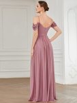 Draped Sleeve Cold Shoulder Sweetheart Bridesmaid Dress – Purple Orchid