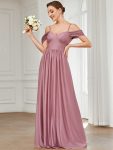 Draped Sleeve Cold Shoulder Sweetheart Bridesmaid Dress – Purple Orchid