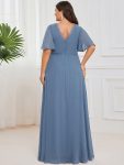 Lace A-Line Short Sleeve Chiffon Bridesmaid Dress – Dusty Navy