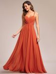 Convertible Chiffon Lace Open Back Spaghetti Straps Bridesmaid Dress – Burnt Orange