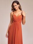 Convertible Chiffon Lace Open Back Spaghetti Straps Bridesmaid Dress – Burnt Orange