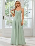 Convertible Chiffon Lace Open Back Spaghetti Straps Bridesmaid Dress – Mint Green