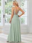 Convertible Chiffon Lace Open Back Spaghetti Straps Bridesmaid Dress – Mint Green