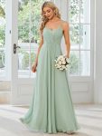 Convertible Chiffon Lace Open Back Spaghetti Straps Bridesmaid Dress – Mint Green