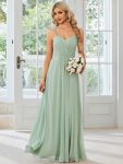 Convertible Chiffon Lace Open Back Spaghetti Straps Bridesmaid Dress – Mint Green