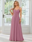 Convertible Chiffon Lace Open Back Spaghetti Straps Bridesmaid Dress – Purple Orchid