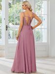 Convertible Chiffon Lace Open Back Spaghetti Straps Bridesmaid Dress – Purple Orchid