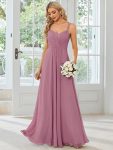 Convertible Chiffon Lace Open Back Spaghetti Straps Bridesmaid Dress – Purple Orchid