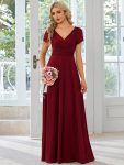 Simple Pleated Empire Waist A-Line Bridesmaid Dress – Burgundy