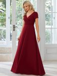 Simple Pleated Empire Waist A-Line Bridesmaid Dress – Burgundy