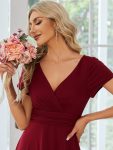 Simple Pleated Empire Waist A-Line Bridesmaid Dress – Burgundy